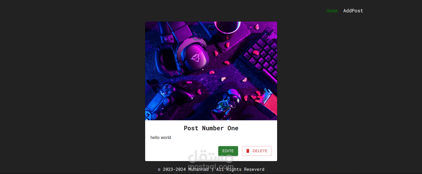 Simple Blog Website Example