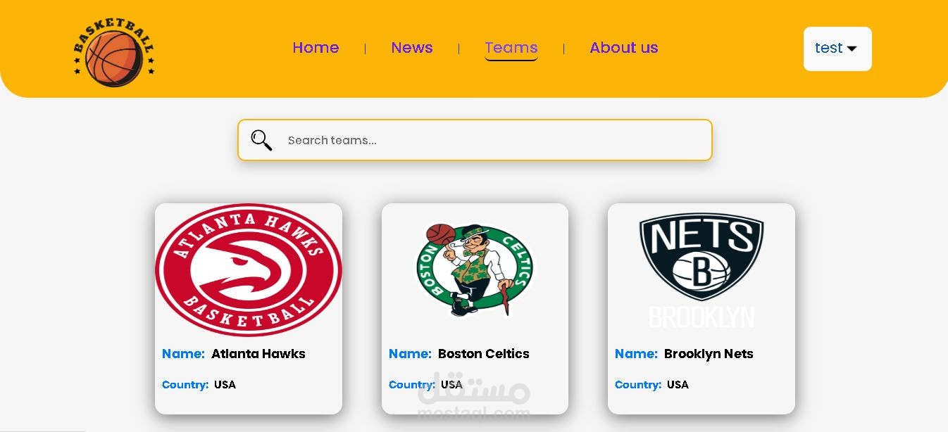 BasketBall Project (News&Teams) Full Stack Developer