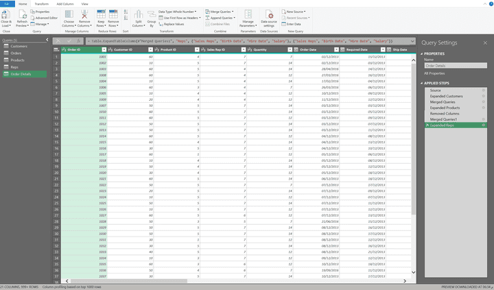 دمج وربط وتعديل وترتيب بيانات المنتجات في شركة ما باستخدام برنامج ال power query داخل الاكسيل + power bi