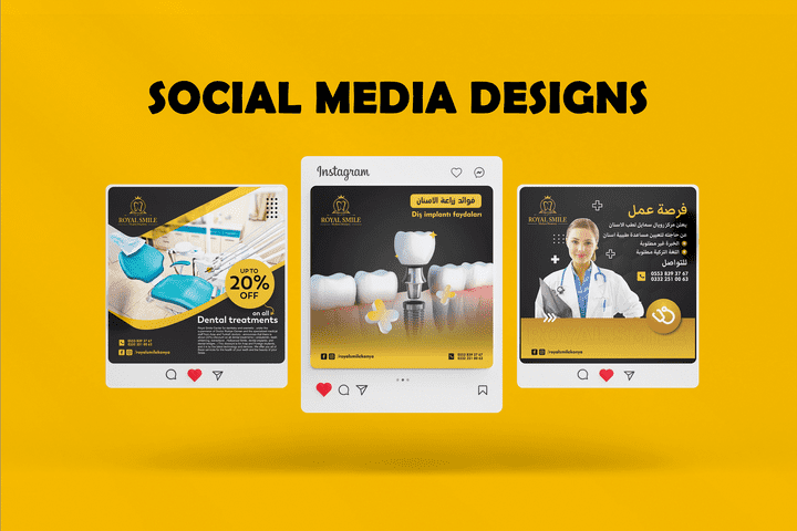 تصميم موقع كامل وتصاميم وسائل التواصل الإجتماعي والحملات التسويقية لعيادة اسنان