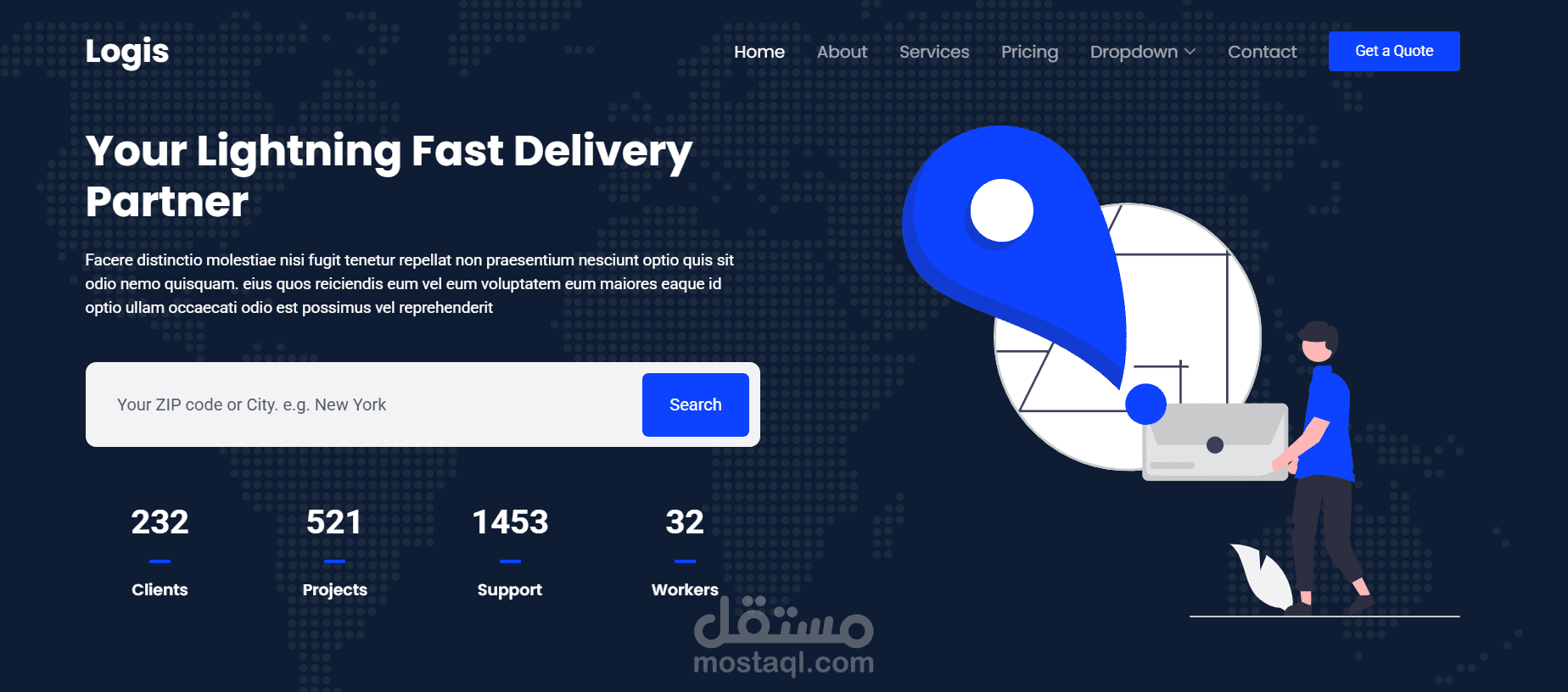 إدارة مشروع تصميم موقع إلكتروني لوجستي احترافي - Logis (لوجيس)