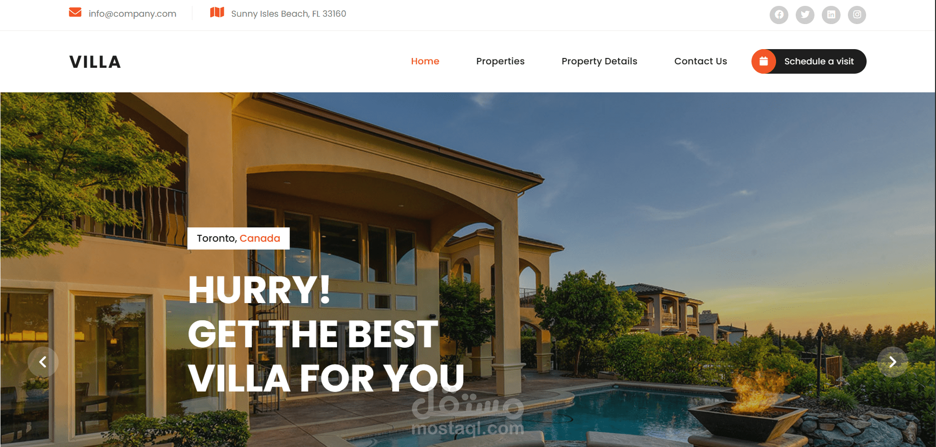 Villa Real Estate Website – منصة عقارية احترافية