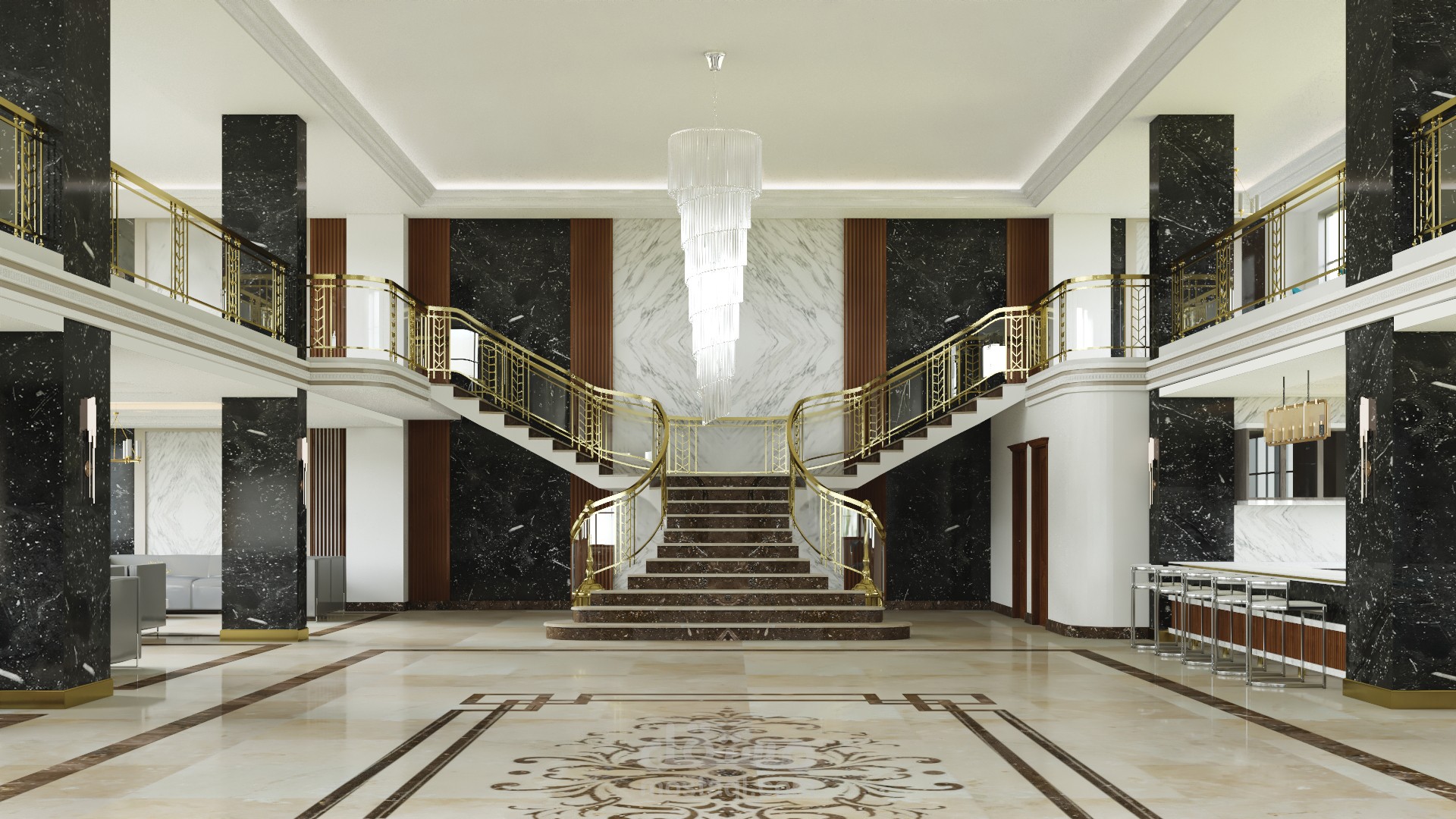 DESIGN LOBBY OF HOTEL تصميم داخلي بهو لأوتيل