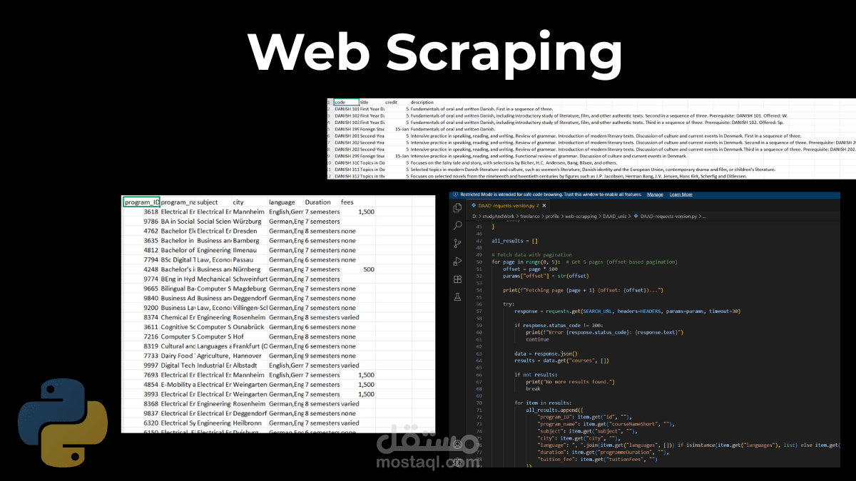 Web Scraping وتحويل البيانات إلى CSV
