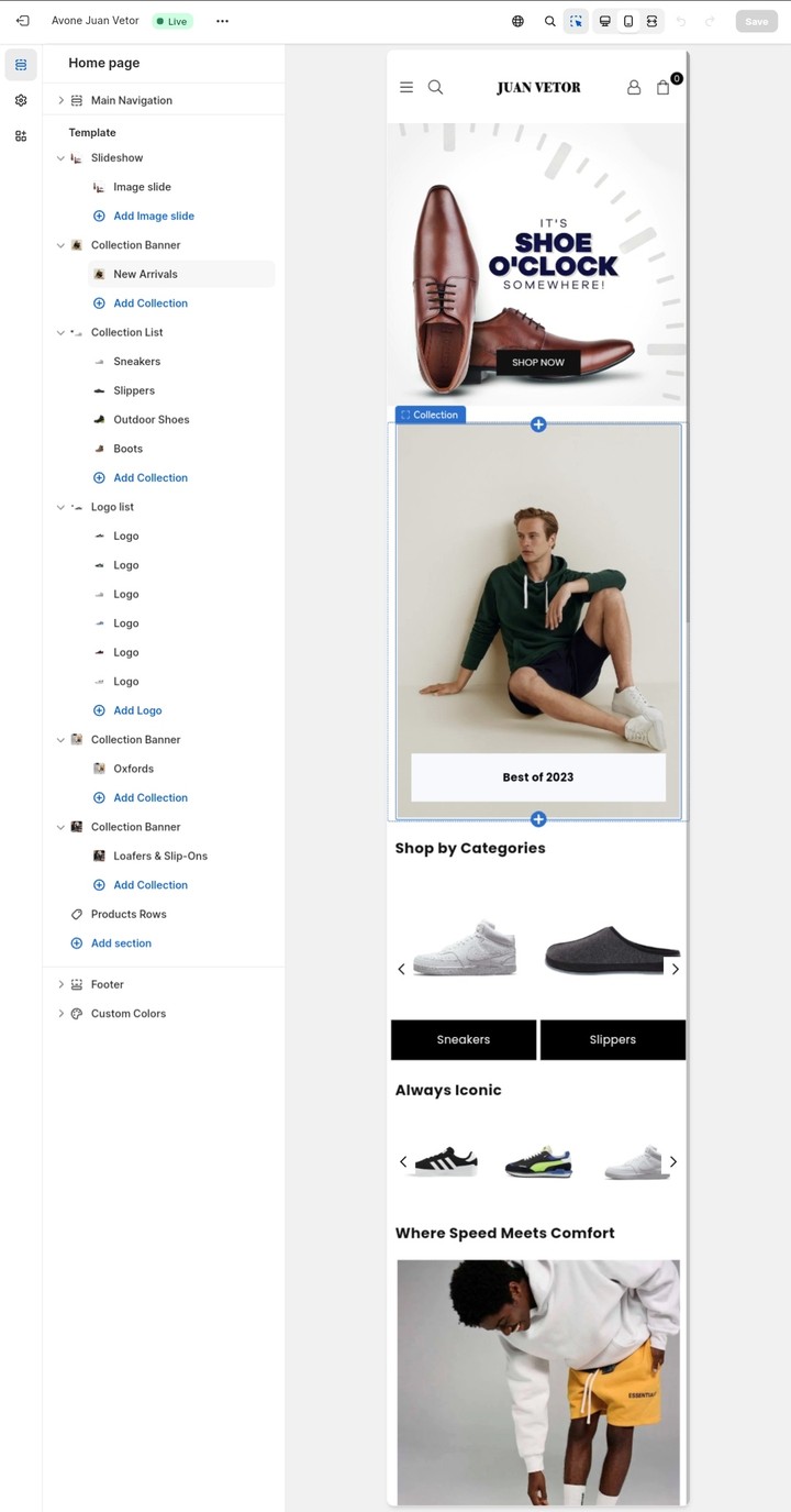 Men shoes (Online store)
