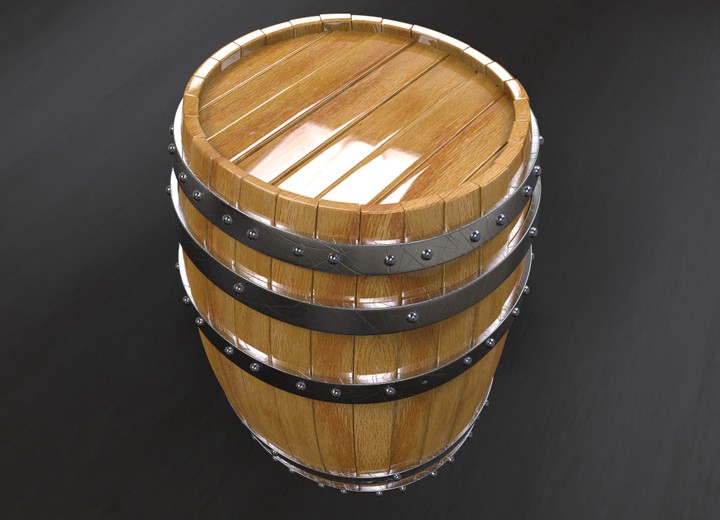 High poly Barrel with different materials