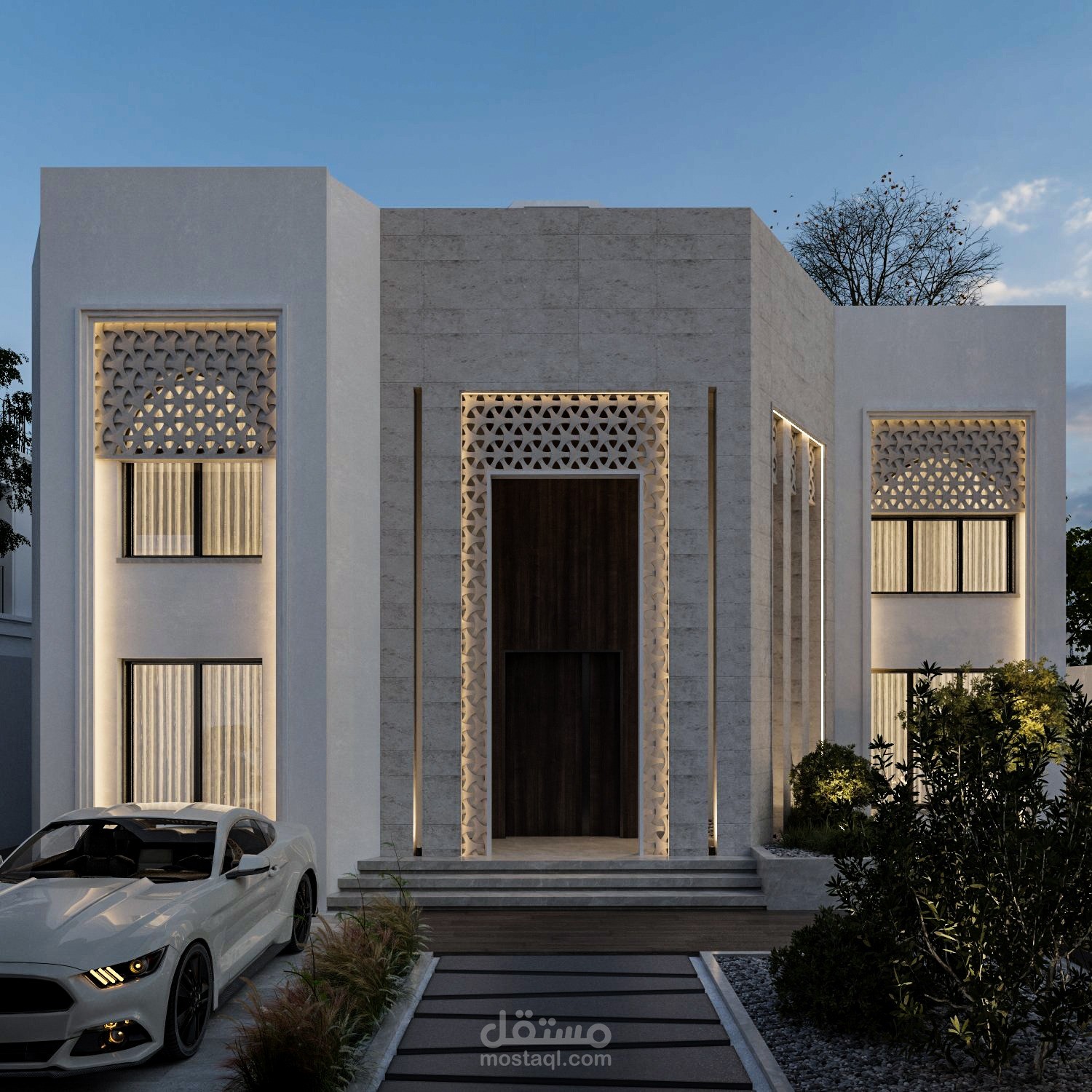 تصميم واجهة منزل نيوكلاسيك ثلاثي الأبعاد باستخدام 3ds Max وV-Ray