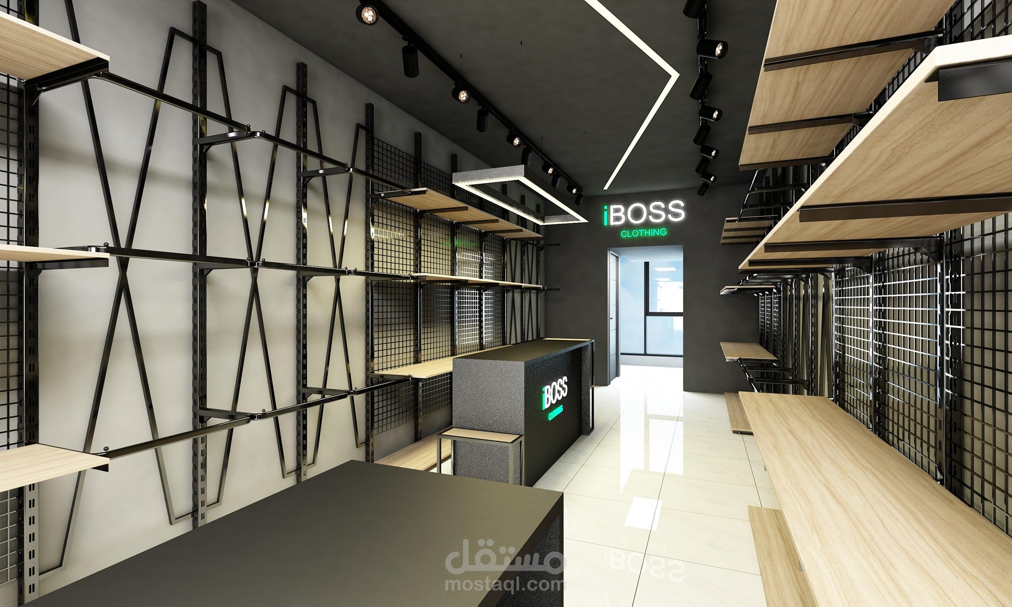 تصميم محل ملابس رجالي iboss في مجمع ستي مول نابلس