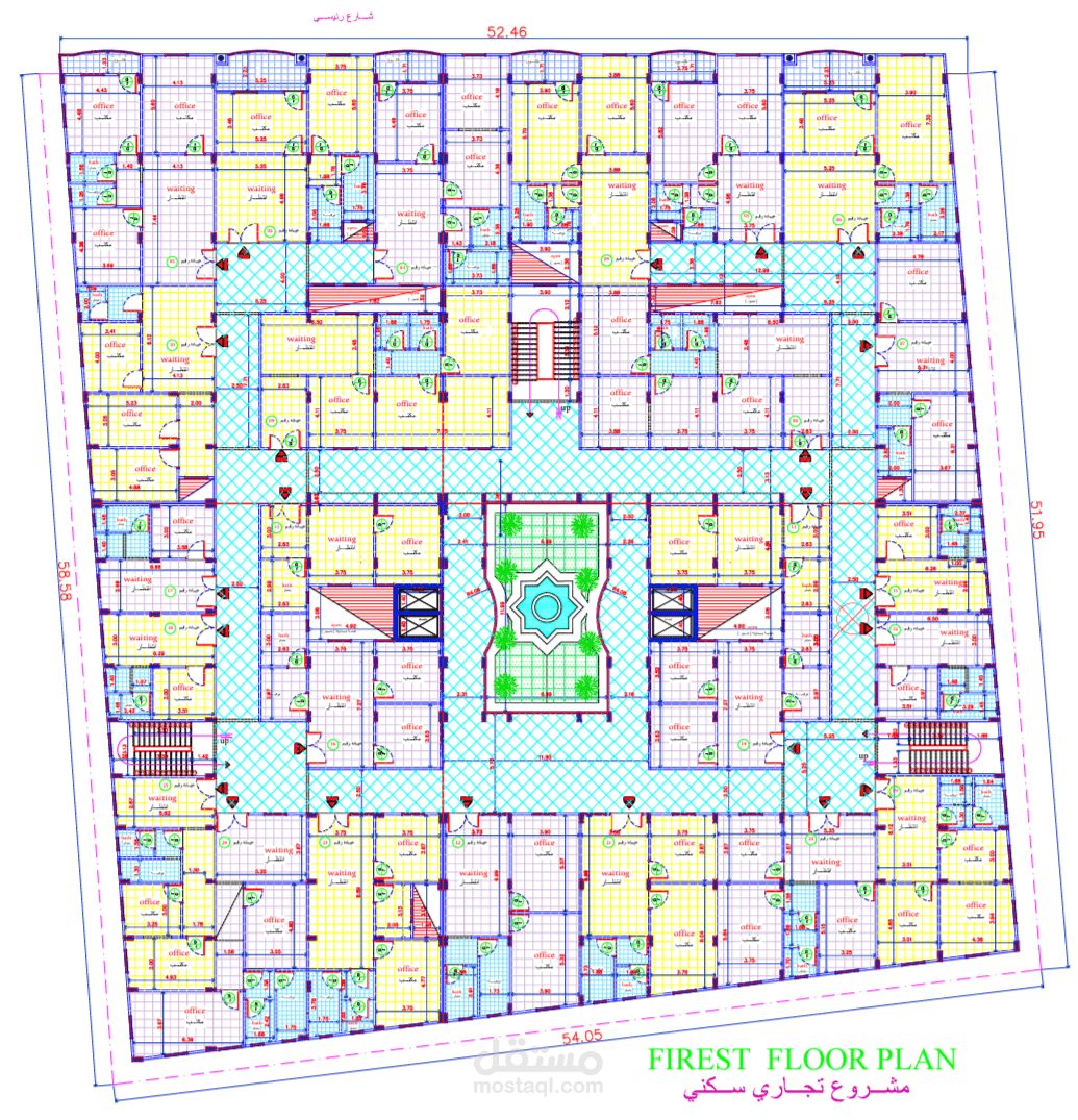 التصميم الانشائي واخراج اللوحات لمجمع سكني مؤلف من 14 شقة في الطابق