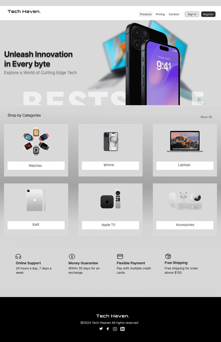 تصميم واجهة  E-Commerce Website - Tech Heaven