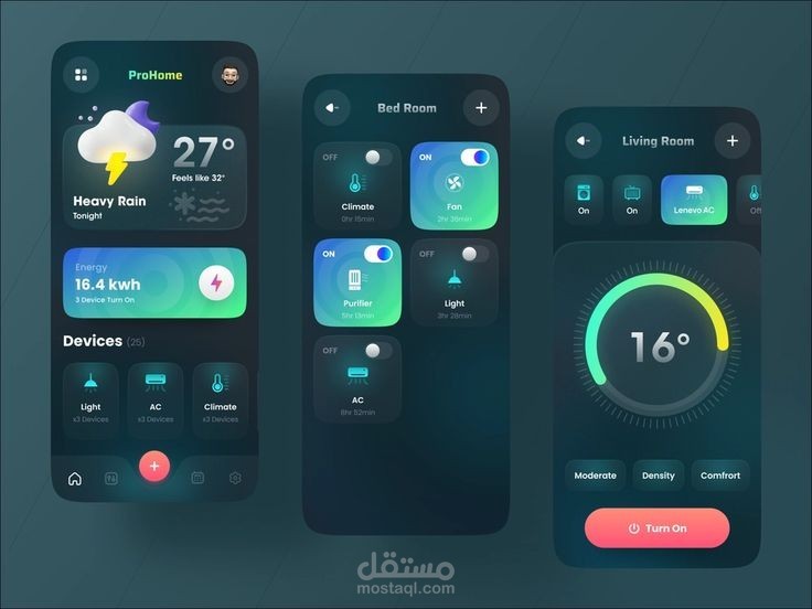 تصميم UI UX لتطبيق عن المناخ