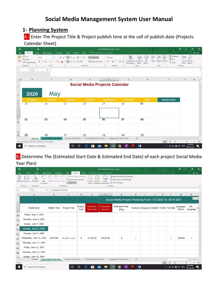 Social media management Excel system