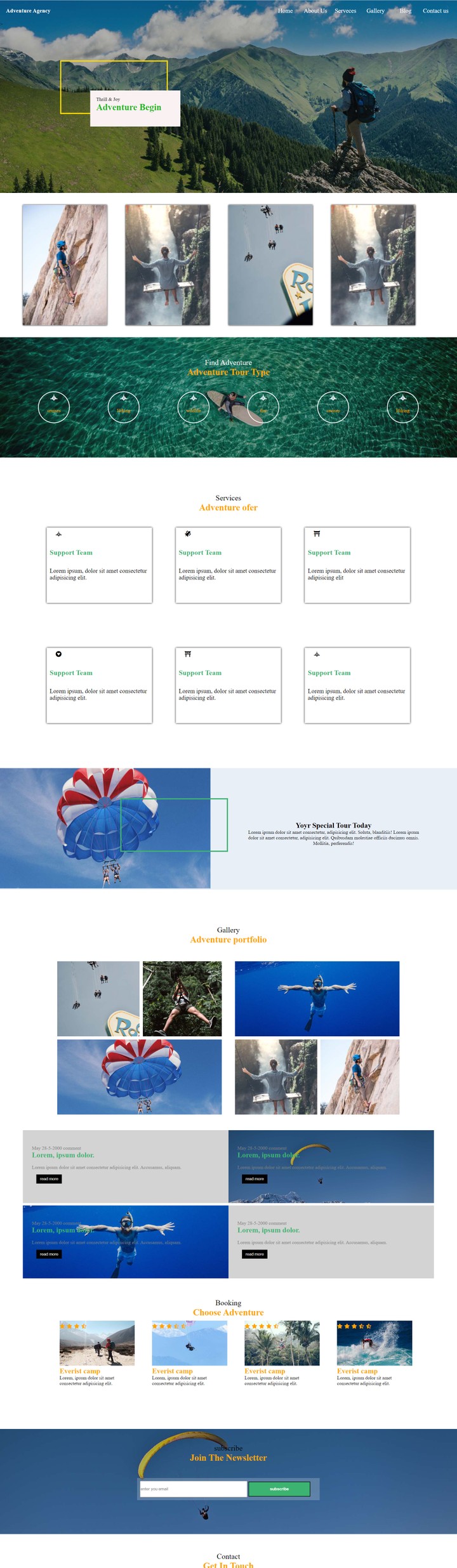 Adventure Agency web design