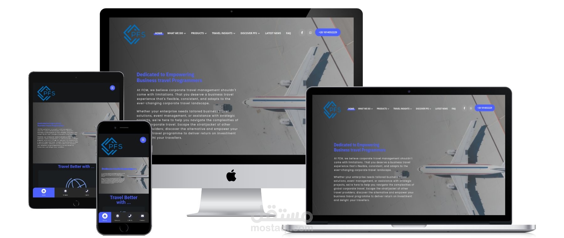 تصميم وبرمجة موقع شركة - Pfs لخدمات رجال الاعمال