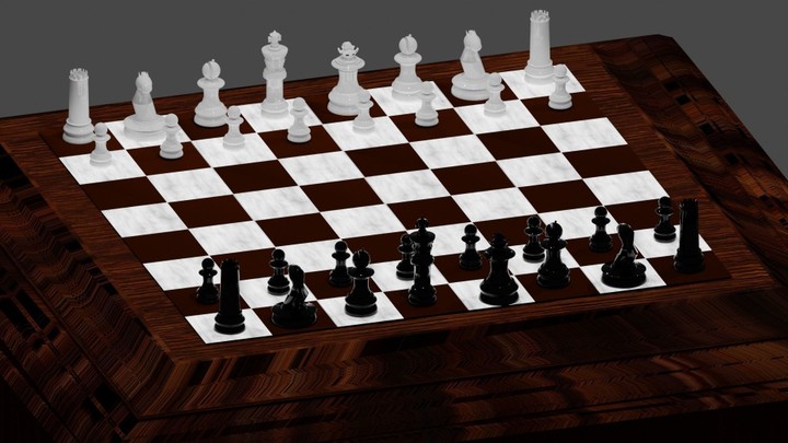 Chess Board and Pieces 3D print model