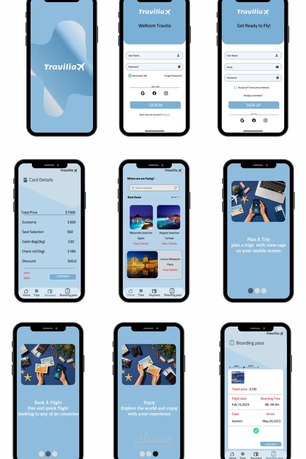 Ux/Ui design Travilia App