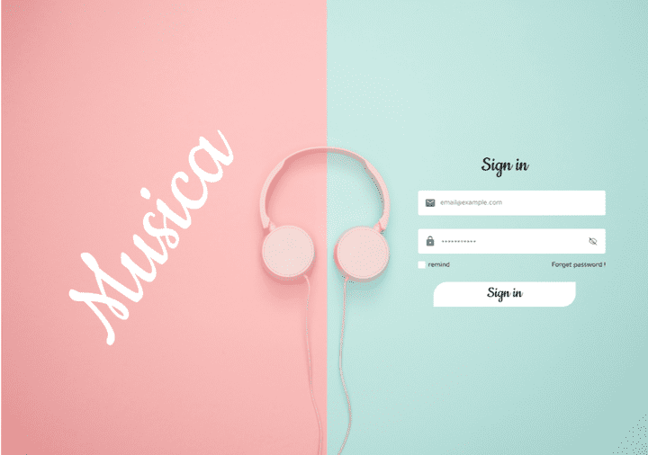 Design a login page for a music app