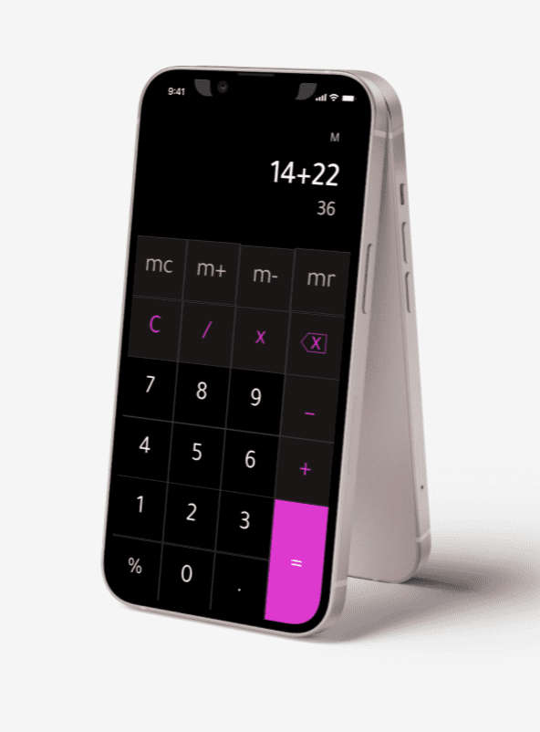 Design the interface of a calculator application