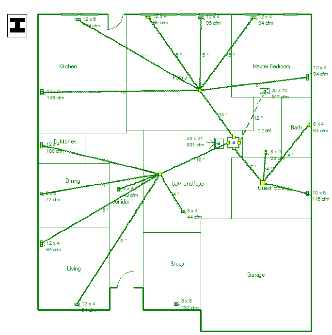 HVAC design for a residential house in Fort Worth-Texas based on ACCA manuals