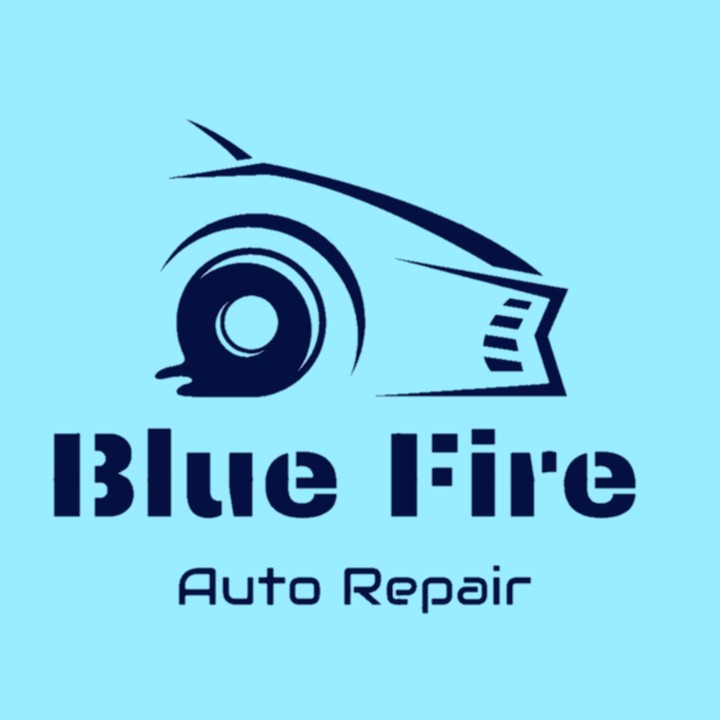 شعار لشركة "Blue Fire" لتصليح السيارات