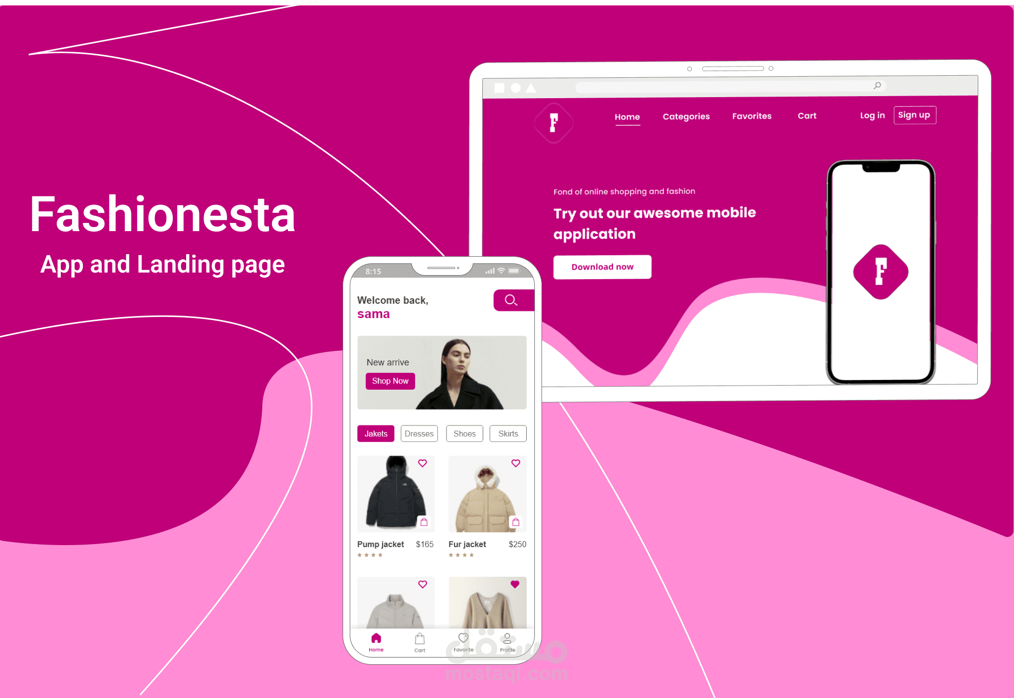 صفحه هبوط لموقع الكتروني خاص بتطبيق تجاره الكترونيه - Landing Page for a website related to fashion app