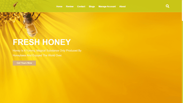 Website for a company that sells honey
