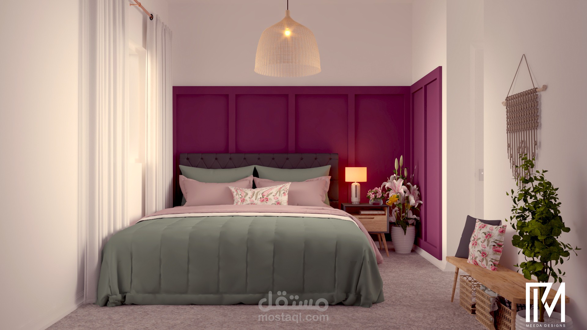 تصميم داخلي ثلاثي الأبعاد غرفة نوم في نيوكاسل/ 3D design for bedroom in Newcastle