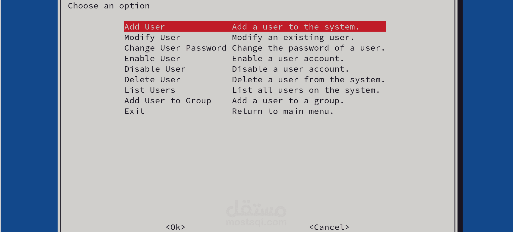 أداة لإدارة المستخدمين والمجموعات على Linux باستخدام Bash وواجهة تفاعلية