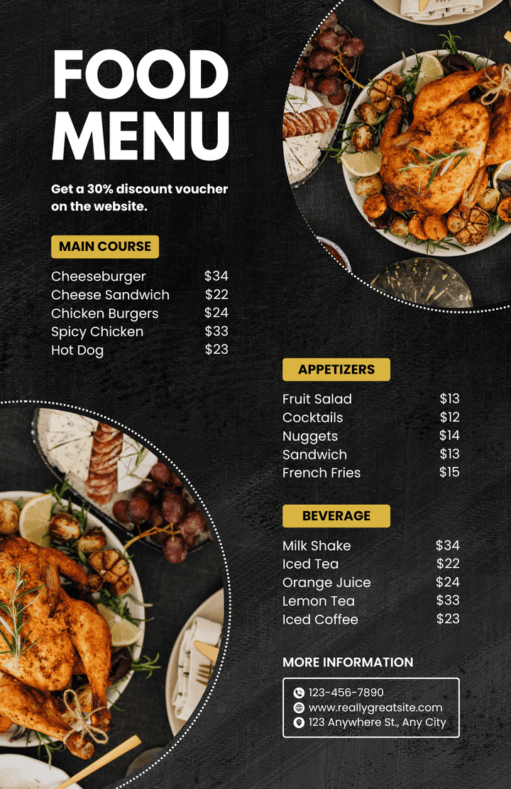 تصميم منيو لمطعم Food menu