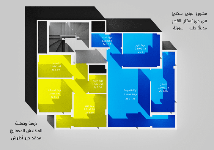 تصميم مخطّط أفقي لبناء سكني