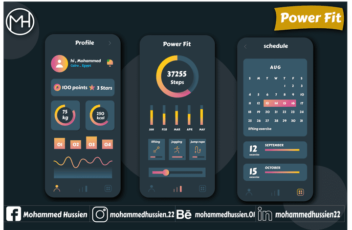 Power Fit app Ui design