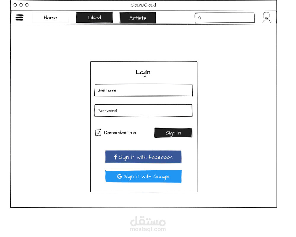 UI/UX تصميم موقع شبية ل ساوندكلاود على mockflow