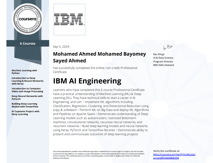 شهادة محترف في هندسة الذكاء الاصطناعي من IBM عبر منصة كورسيرا العالمية