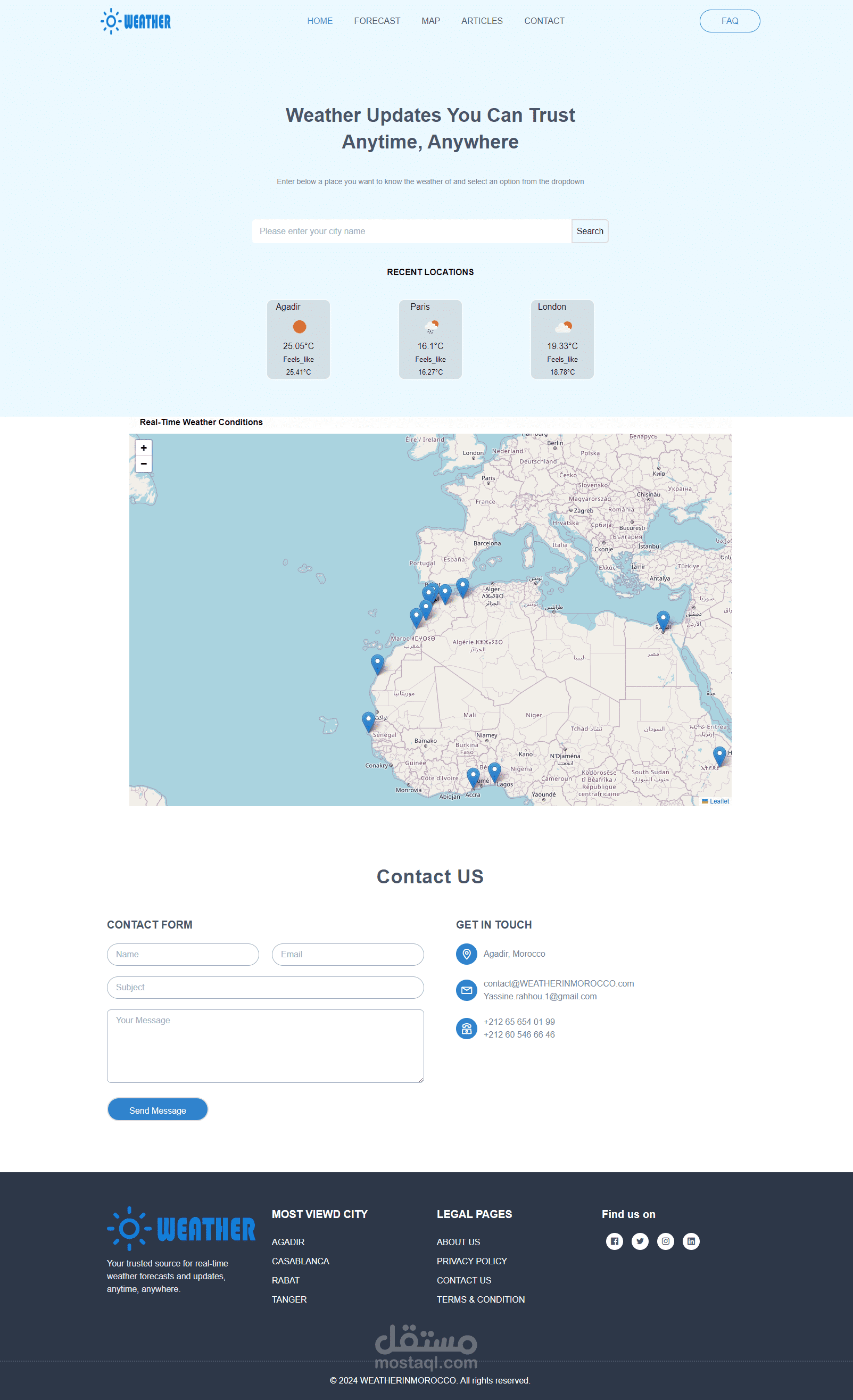 موقع ويب لتوفير معلومات الطقس في المغرب وحول العالم