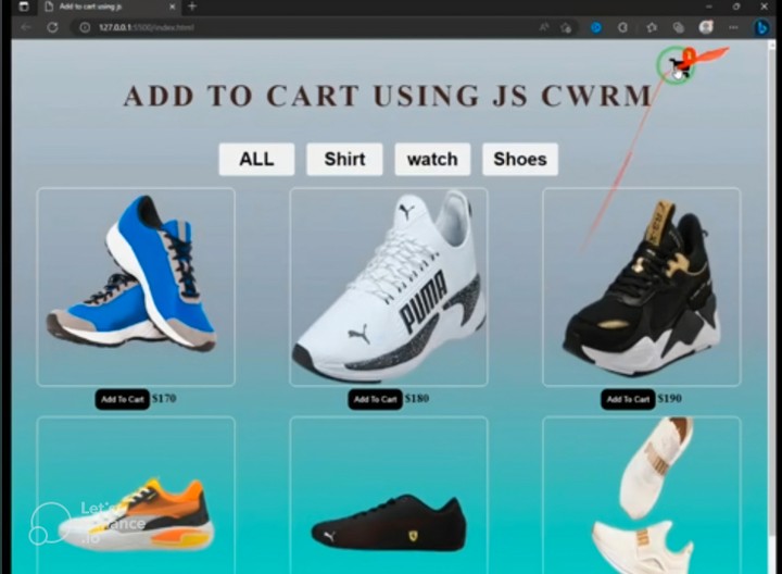 متجر صغير add to cart using JavaScript