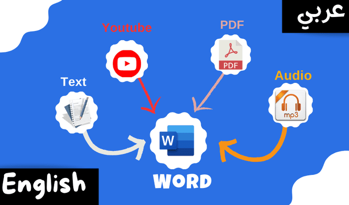 تفريغ وتنسيق أي ملفات إلى ورد Word عربي أو انجليزي