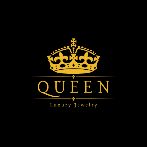 Black and Gold Simple Elegant Queen Luxury Jewelry Logo