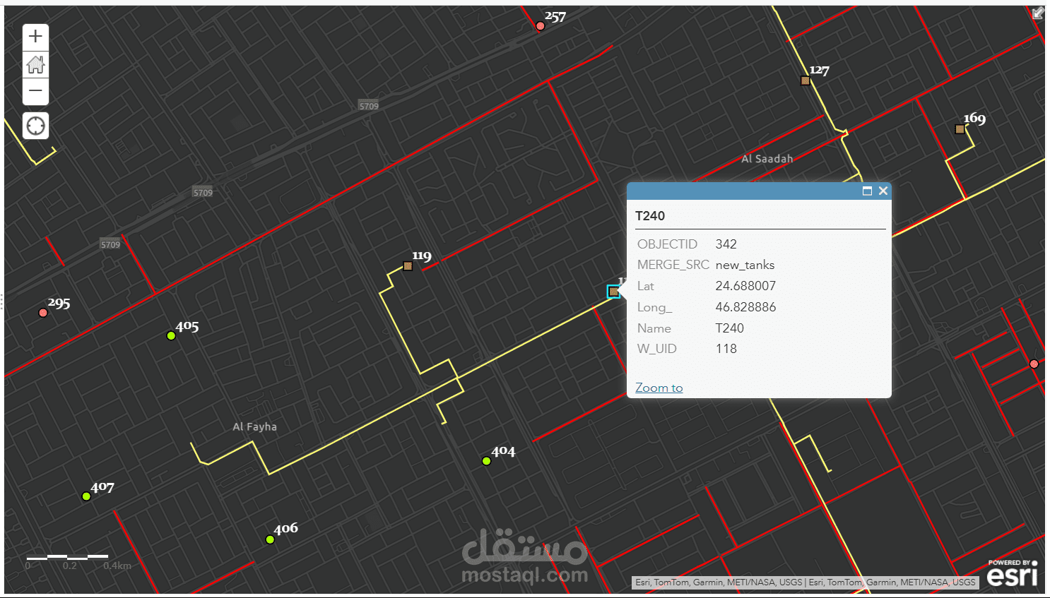 ربط الآبار القائمة في مدينة الرياض مع الشوارع غير المشجرة|connecting existing wells to non-tree-lined streets