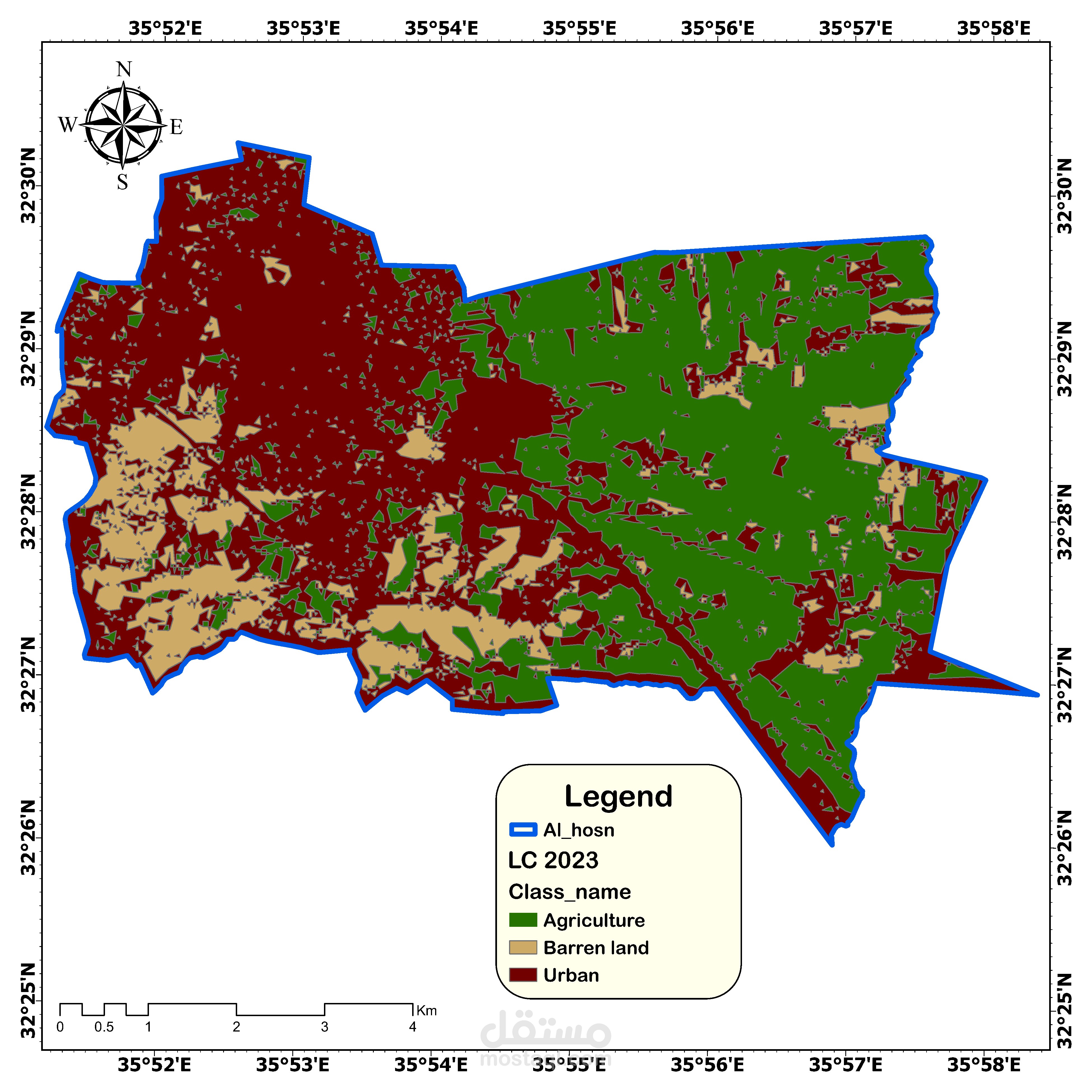 Detection Land Cover change in the Al-Hosn – Irbid based on Remote Sensing Data for the period 1985 - 2023 ﺍﻟﻜﺸﻒ ﻋﻦ ﺍﻟﺘﻐﻴﺮ ﻓﻲ ﺍﻟﻐﻄﺎﺀ ﺍﻷﺭﺿﻲ ﻟﻤﻨﻄﻘﺔ ﺍﻟﺤﺼﻦ – ﺍﺭﺑﺪ ﺑﺎﻻﻋﺘﻤﺎﺩ ﻋﻠﻰ ﺑﻴﺎﻧﺎﺕ ﺍﻻﺳﺘﺸﻌﺎﺭ ﻋﻦ ﺑﻌﺪ ﺧﻼﻝ ﺍﻟﻔﺘﺮﺓ 1985 - 2023