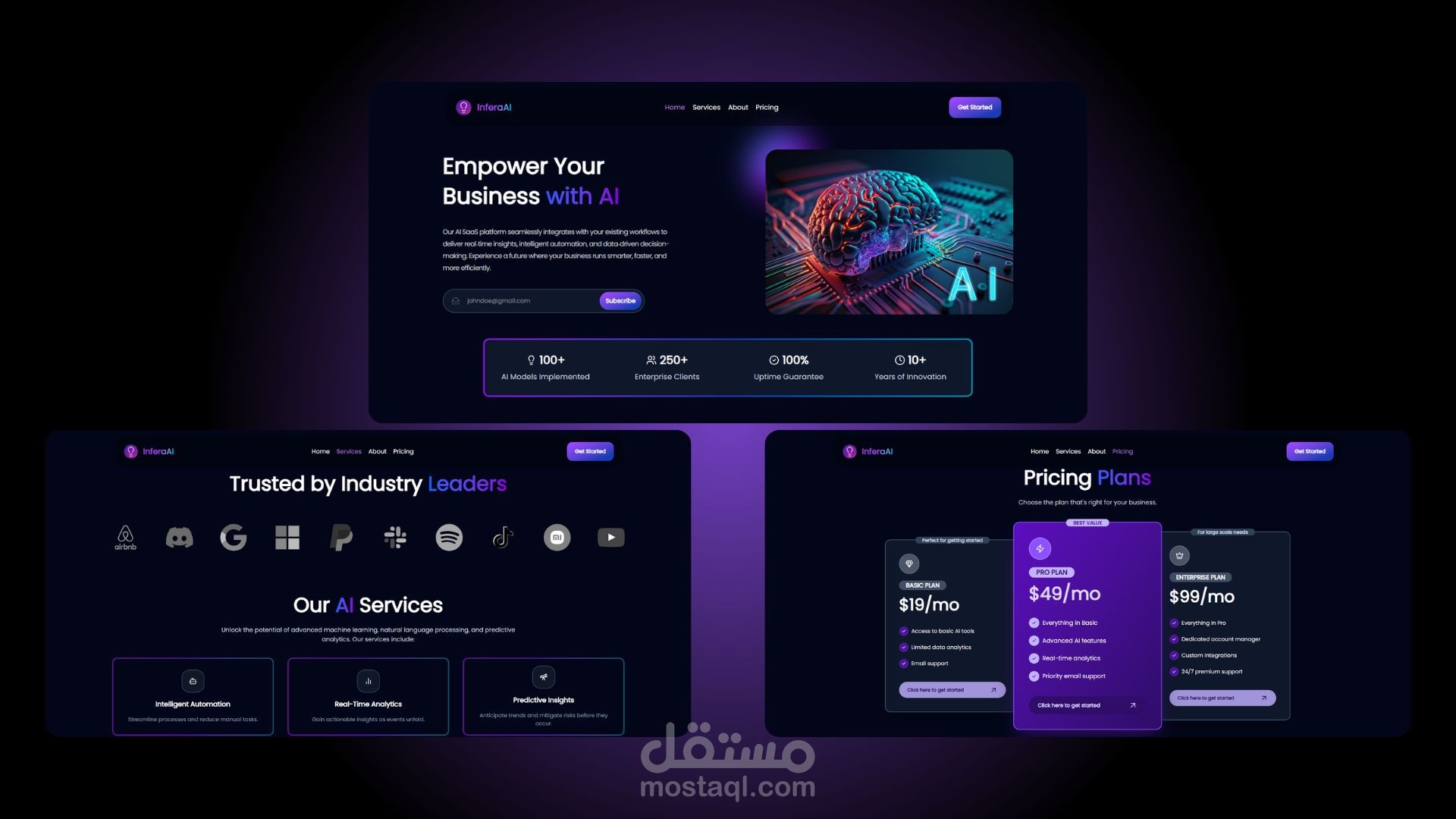 InferaAI صفحة هبوط لخدمة SaaS