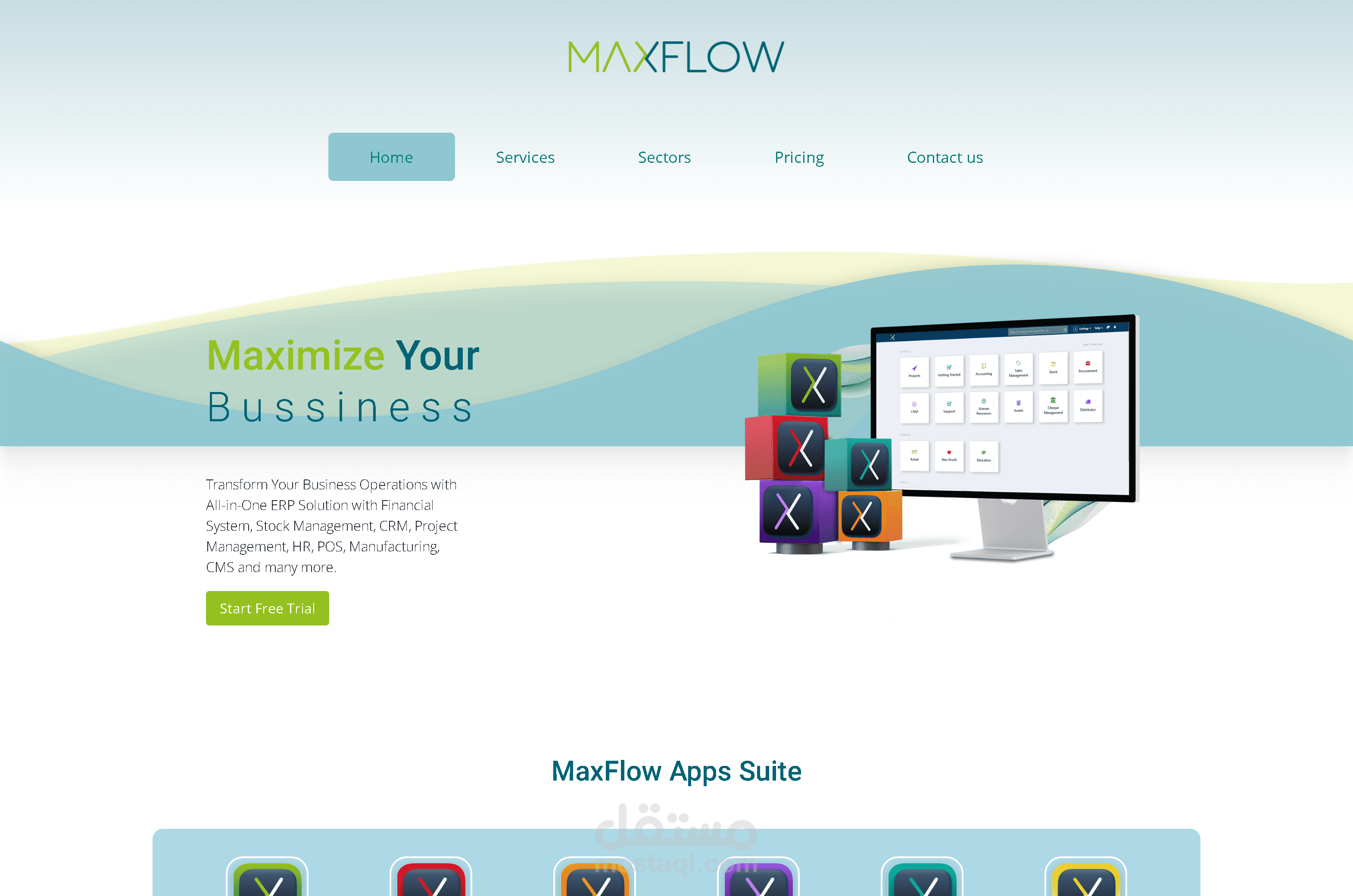 تصميم موقع MaxFlow الإلكتروني
