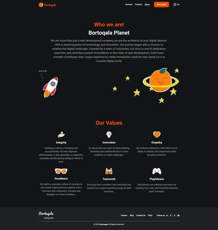 Bortoqala Landing page