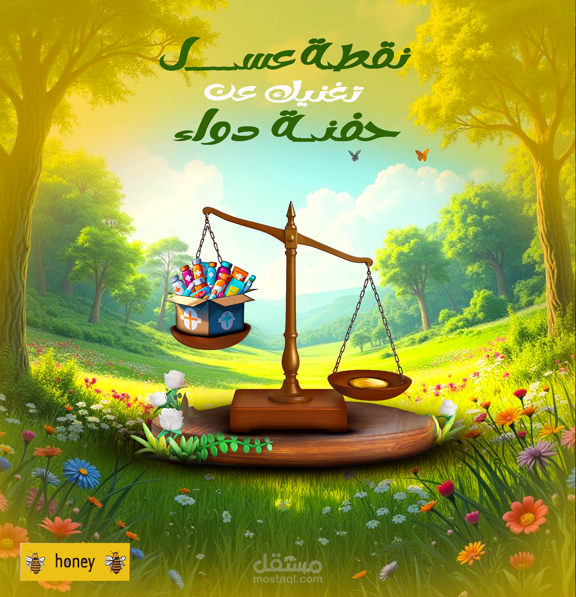 تصميم اعلان سوشيال ميديا لشركة عسل