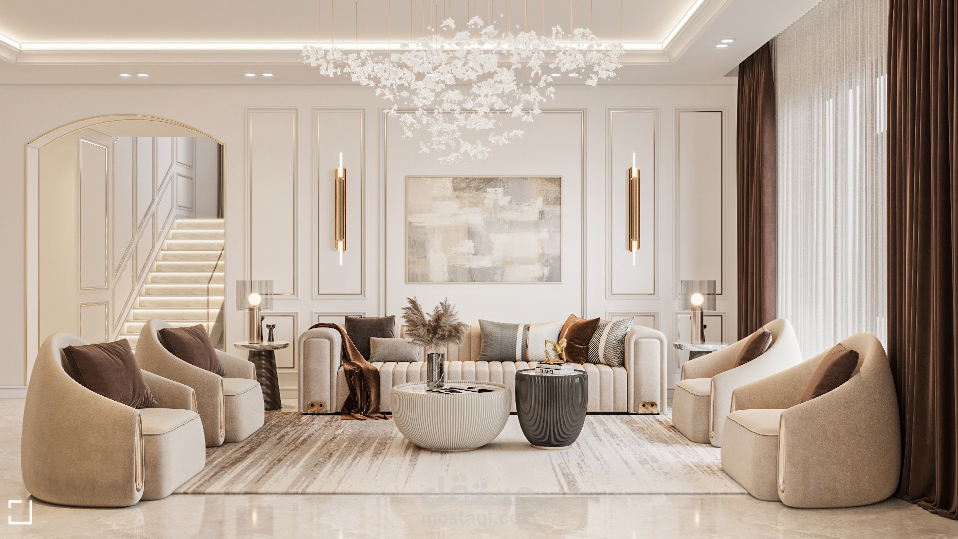 Living room design in Qatar | مستقل