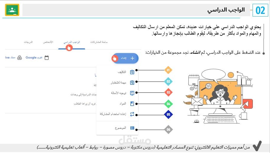 تصميم عرض تقديمي يشرح الأدوات الرقمية