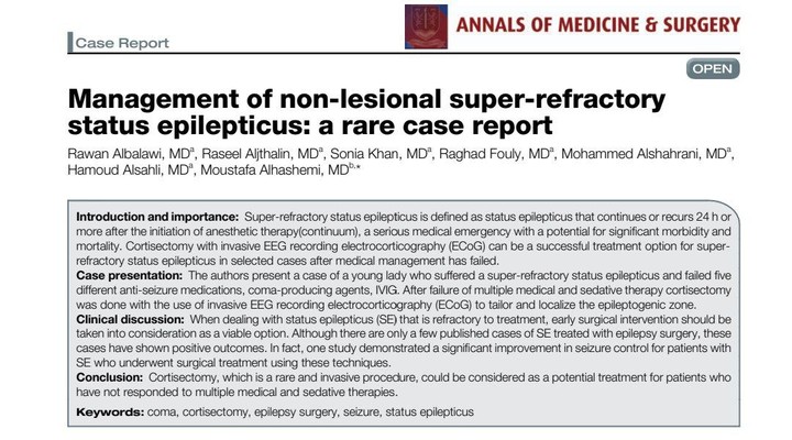 Research study - Management of non-lesional super-refractory status epilepticus: a rare case report