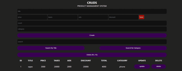 CRUDS (Product Management System)