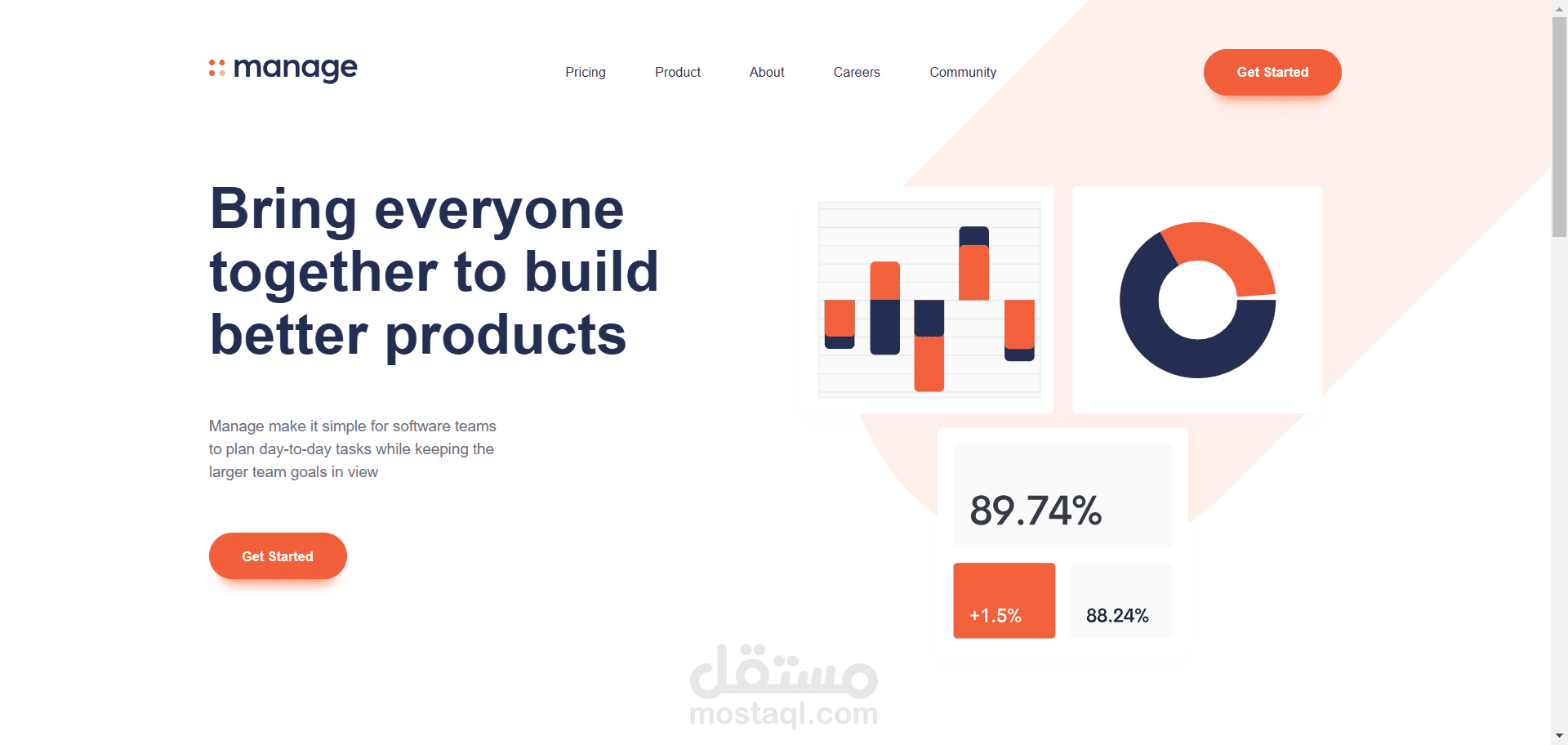 Modern landing page