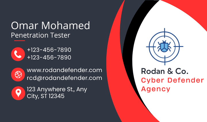 Rodan & Co. Cyber Defender Ageny Bussiness Card