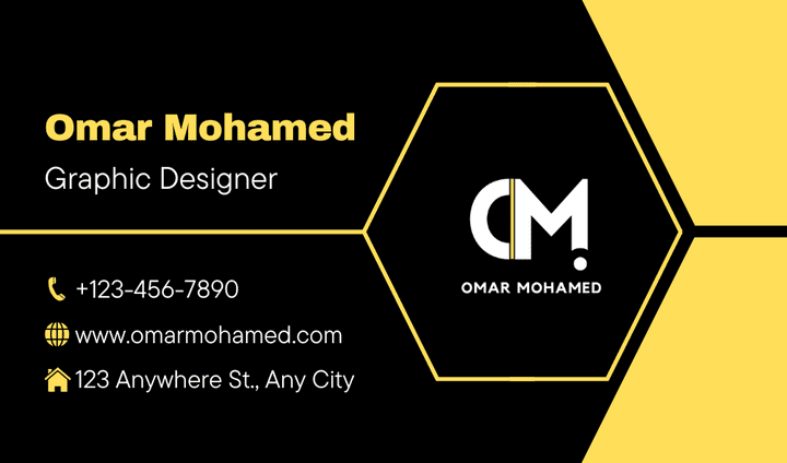 Yellow Black Modern Business Card With Personal Logo & QR Code